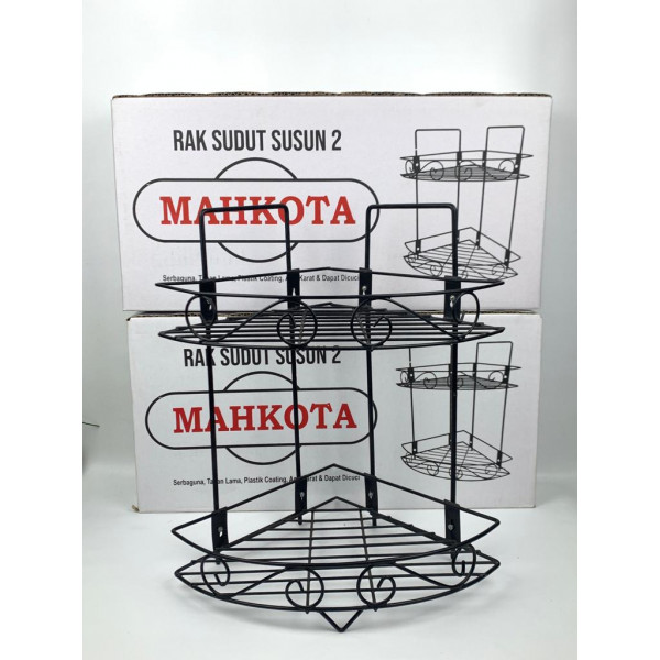 Rak sudut kamar mandi 2 susun bahan besi tebal cat powder coating warna